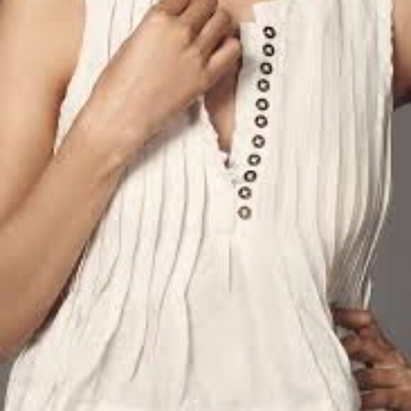 Anthropologie Lottie Pleated Linen Tank XXS - Picture 2 of 5